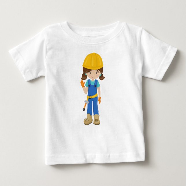 Baugürtel, Braunhaar, Niedliches Mädchen, Hammer Baby T-shirt (Vorderseite)