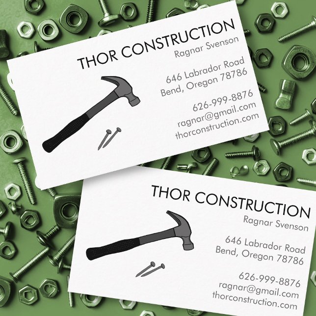 Bauhandyman Remodel Hammer & Nails Cool Visitenkarte (Construction Handyman Remodel Hammer & Nails Cool Business Card
)