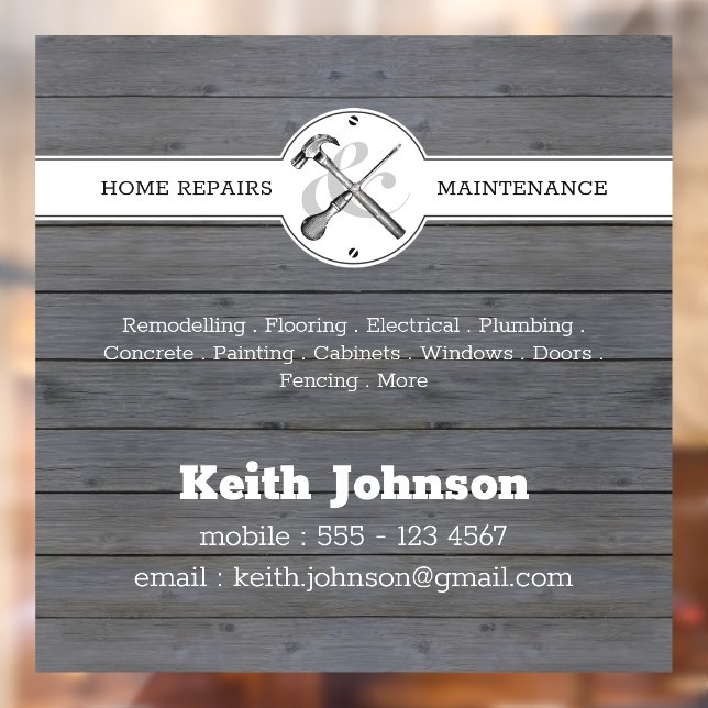 Bauhandyman Rustic Gray Wood Car Fensteraufkleber (Blatt 2)