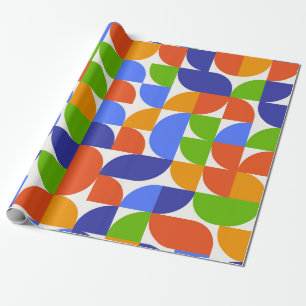 Bauhaus-Abstraktes geometrisches Muster in Blau Gr Geschenkpapier