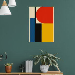 Bauhaus-Abstraktes Poster Rot Blau Gelb Fett