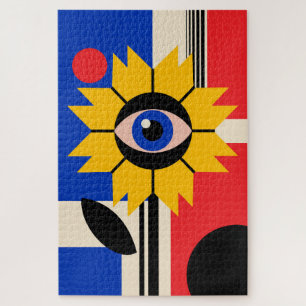 Bauhaus Allsehende Sonnenblume Auge Kunst Puzzle