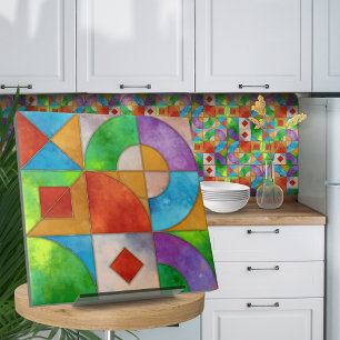 Bauhaus Aquarell geometrisch abstrakt N2 Fliese