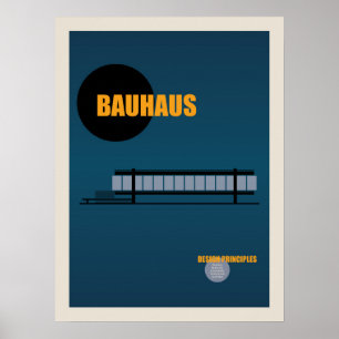 Bauhaus Architektur Retro Design   Blaues Poster