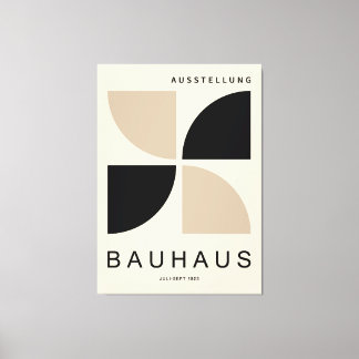Bauhaus Beige Black Geometric Quarter Circle Leinwanddruck
