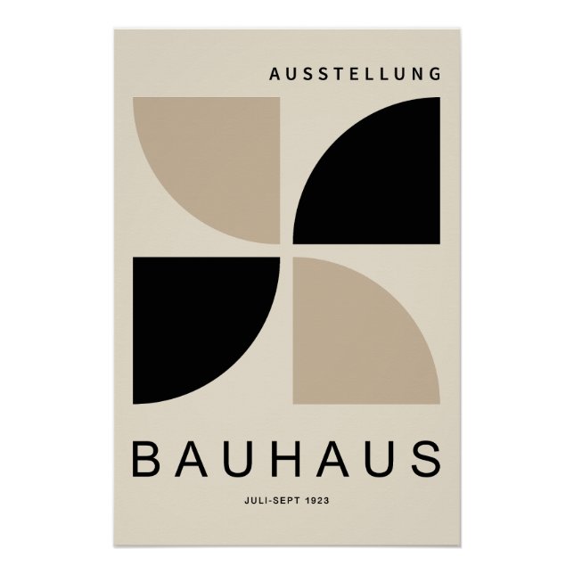 Bauhaus Beige Black Geometric Quarter Circle Poster (Vorderseite)