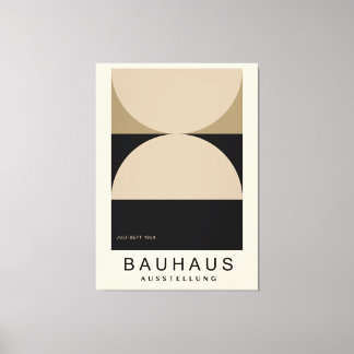 Bauhaus Beige Black Half Circle Modern Art Print Leinwanddruck