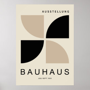 Bauhaus Beige Schwarz Geometrisch Viertelkreis Poster