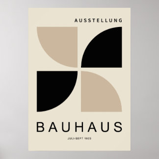 Bauhaus Beige Schwarz Geometrisch Viertelkreis Poster
