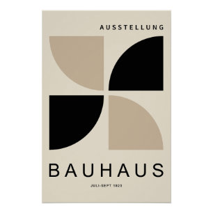 Bauhaus Beige Schwarz Geometrisch Viertelkreis Poster