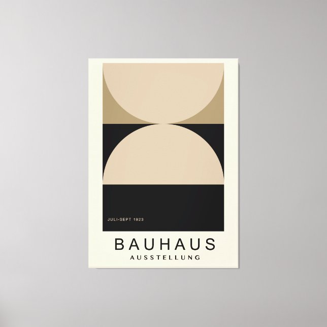 Bauhaus Beige Schwarz Halbkreis Moderne Kunst Druc Leinwanddruck (Vorderseite)