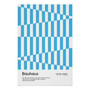 Bauhaus Blau gestreiftes geometrisches Kunstposter Poster