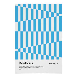 Bauhaus Blau gestreiftes geometrisches Kunstposter Poster