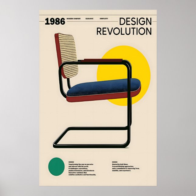 Bauhaus Cesca Stuhl Kunstprint Modernistisches Möb Poster (Vorne)