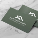 Bauhaus Dachlogo Real Anwesen Grün Visitenkarte<br><div class="desc">Bau House Dachdecker Reparatur Real Anwesen Forest Green Business Cards.</div>