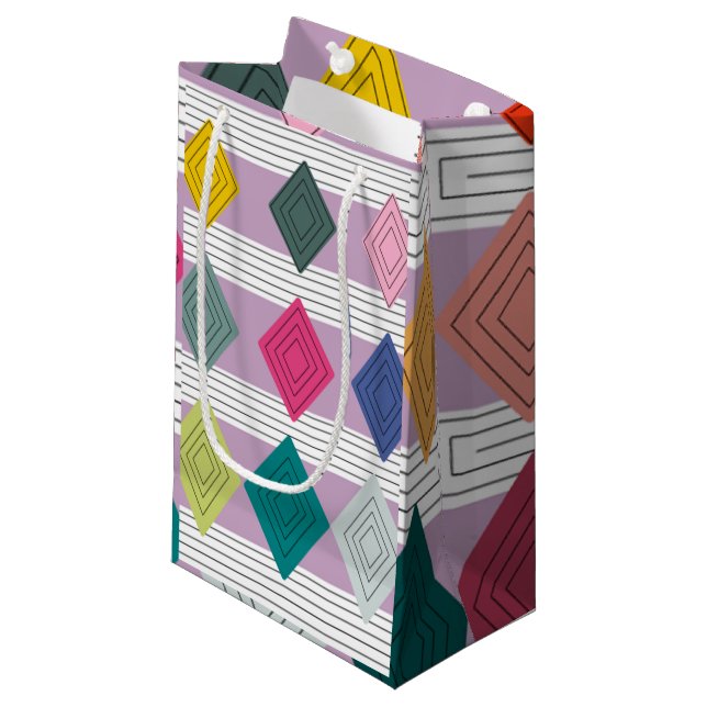 Bauhaus Diamond Quilt Kleine Geschenktüte (Vorderseite Schrägansicht)