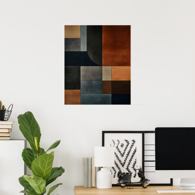 Bauhaus erdiger geometrischer Muster Abstract Post Poster (Heimbüro)