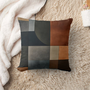 Bauhaus Erdiges Geometrisches Blockmuster Kissen