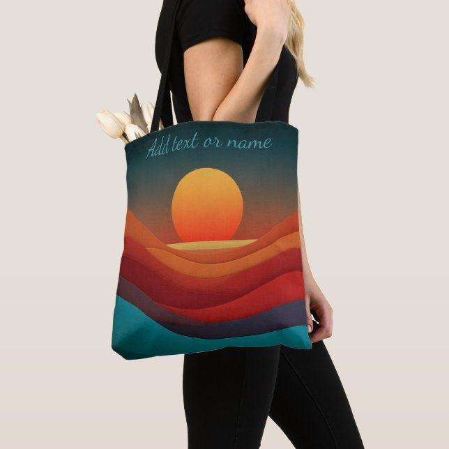 Bauhaus Erdiges Sonnenuntergangs-Wellenmuster mit  (Von Nahem)