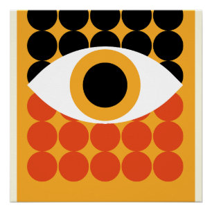 Bauhaus Eye Geometrischer Kunstdruck Orange 1919 Poster