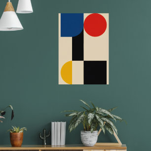 Bauhaus-Farbbblockposter   Blau-Rot-Gelbes Kunstwe Poster