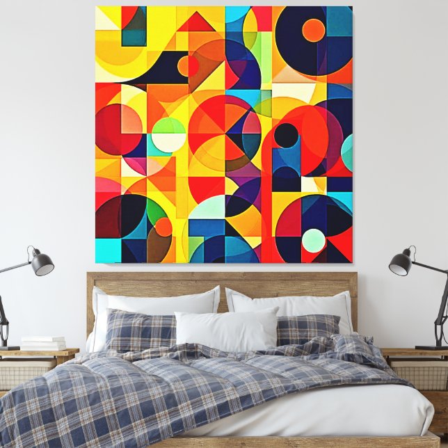 Bauhaus-Farbgeometrie-Design Leinwanddruck (Insitu (Schlafzimmer))