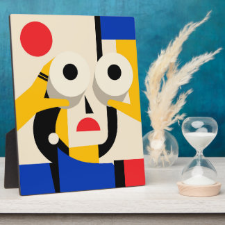 Bauhaus-Frau-Feldstecher blickt nach vorne Kunst Fotoplatte