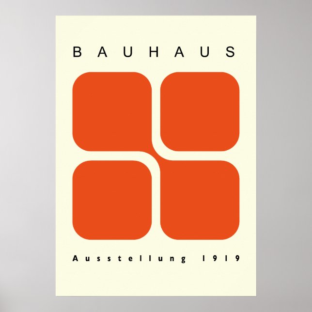 Bauhaus Geometric Poster Orange Retro Print (Vorne)