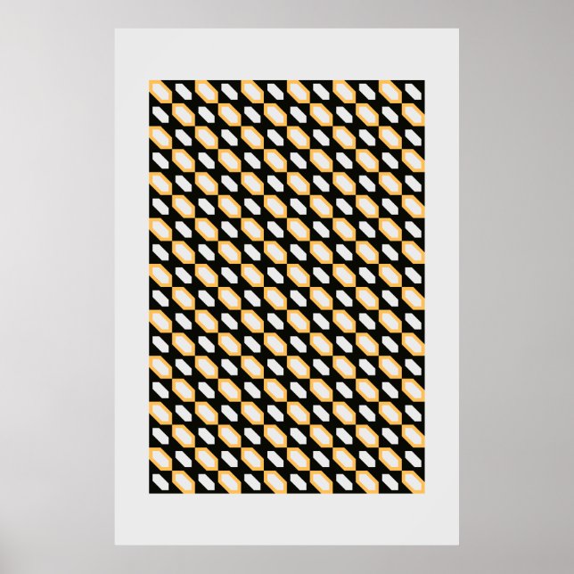 Bauhaus Geometric Seamless Pattern - Bold Black, W Poster (Vorne)