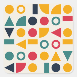 Bauhaus Geometrische Formen Nahtloses Muster Quadratischer Aufkleber