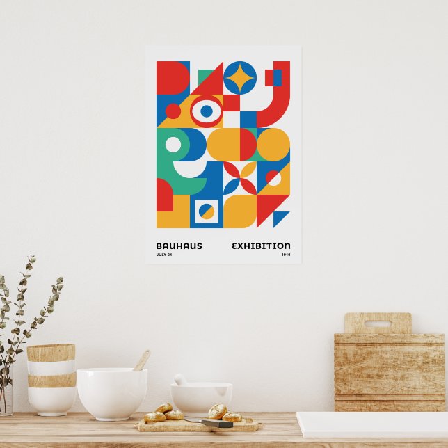 Bauhaus Geometrische Wandkunst Kräftige Farben Poster (Küche)