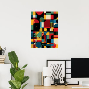 Bauhaus Geometrisches Abstraktes Farbmosaik Poster