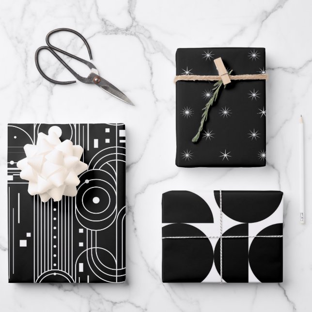 Bauhaus geometry-black and white -minimal  geschenkpapier set (Vorderseite)