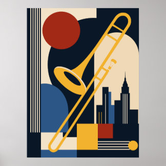 Bauhaus Jazz Posaune Kunst | Mid Century Modern Poster