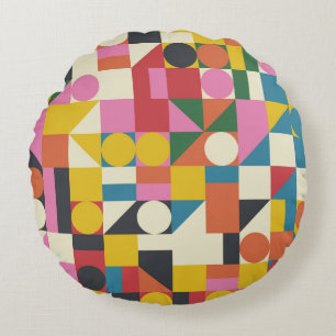 Bauhaus-Kunstwerk: abstrakte geometrische Zusammen Rundes Kissen