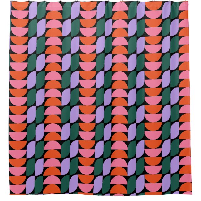 Bauhaus Mitte Jahrhundert Modernes geometrisches M Duschvorhang (Vorderseite)