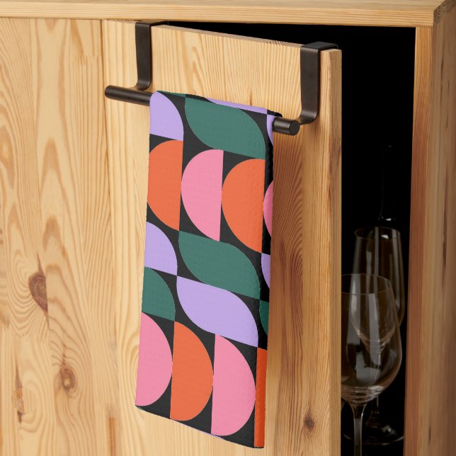 Bauhaus Mitte Jahrhundert Modernes geometrisches M Geschirrtuch (Drittel gefaltet)