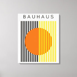 Bauhaus Moderne Kunst Orangefarbene Streifen Leinwanddruck