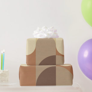 Bauhaus Muster Brown Earth Tones aus den 70er Jahr Geschenkpapier