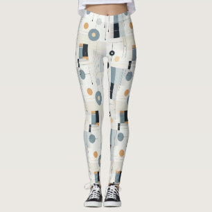 Bauhaus Navy Ocker Abstrakt Geometrisch Linie Leggings