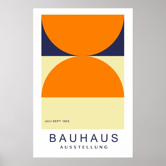 Bauhaus Orange Navy Halbkreis Fette Kunst Drucke (Vorne)