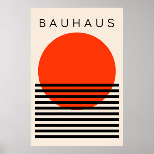 Bauhaus Orange Red Sun Poster