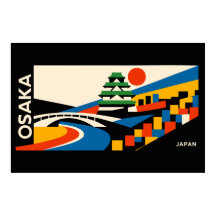 Bauhaus Osaka Japan Reiseplakat Geometrische Burg