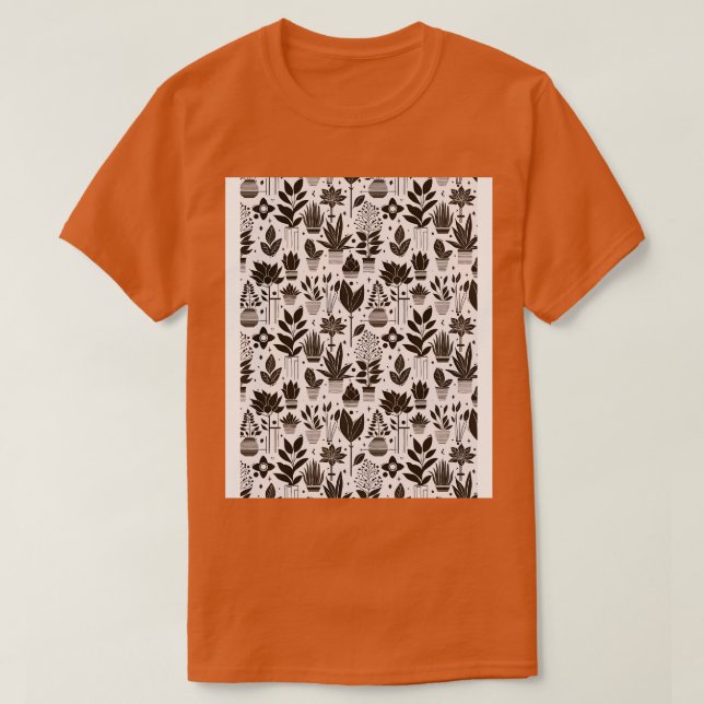 Bauhaus Pflanze Pattern Brown T-Shirt (Design vorne)
