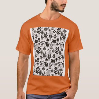 Bauhaus Pflanze Pattern Brown T-Shirt