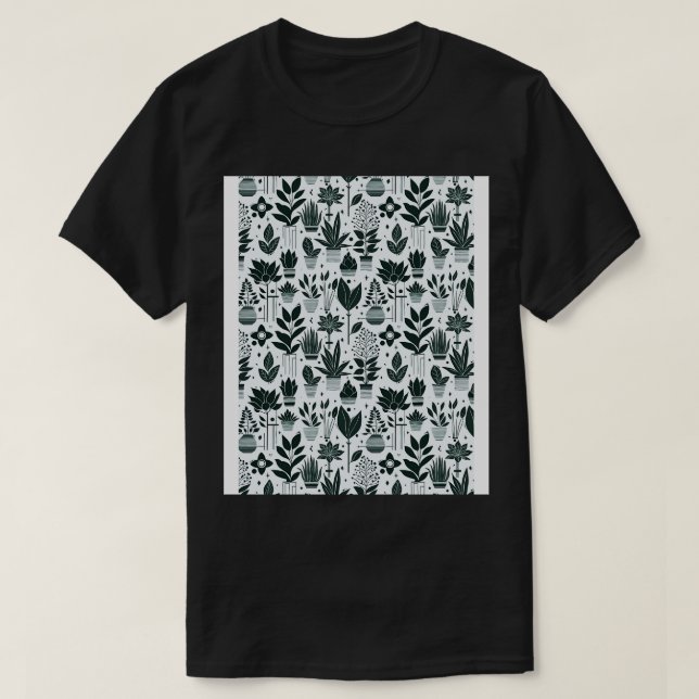 Bauhaus Pflanze Pattern Green T-Shirt (Design vorne)