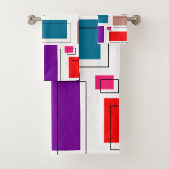 Bauhaus-Rechtecke Badhandtuch Set (Insitu)