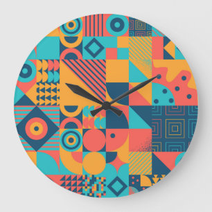 Bauhaus Retro: 70er Jahre Geometrische Musik Große Wanduhr