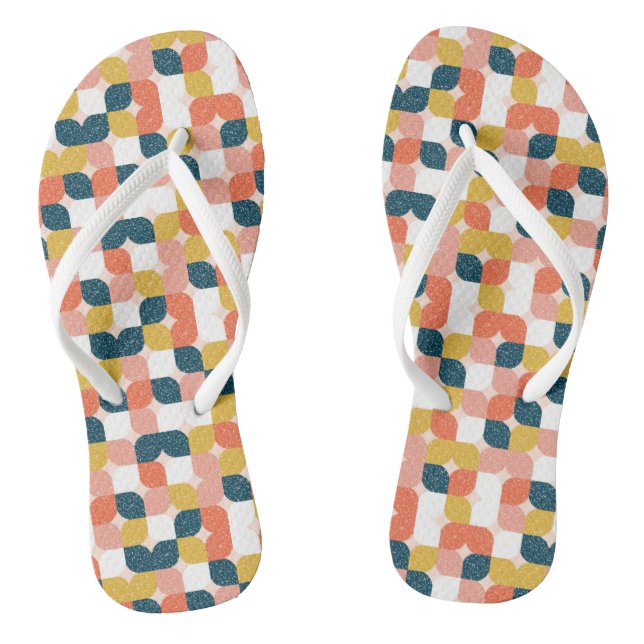 Bauhaus Retro Geometrie Muster Flip Flops (Fußbett)