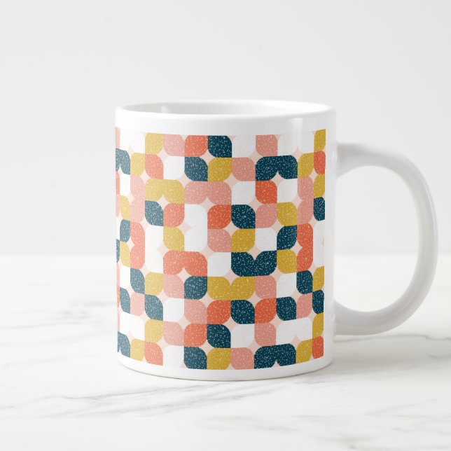 Bauhaus Retro Geometrie Muster Jumbo-Tasse (Rechts)